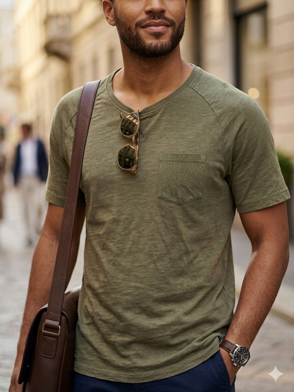Boggi Milano Men's Olive Short-Sleeve Pocket Tee